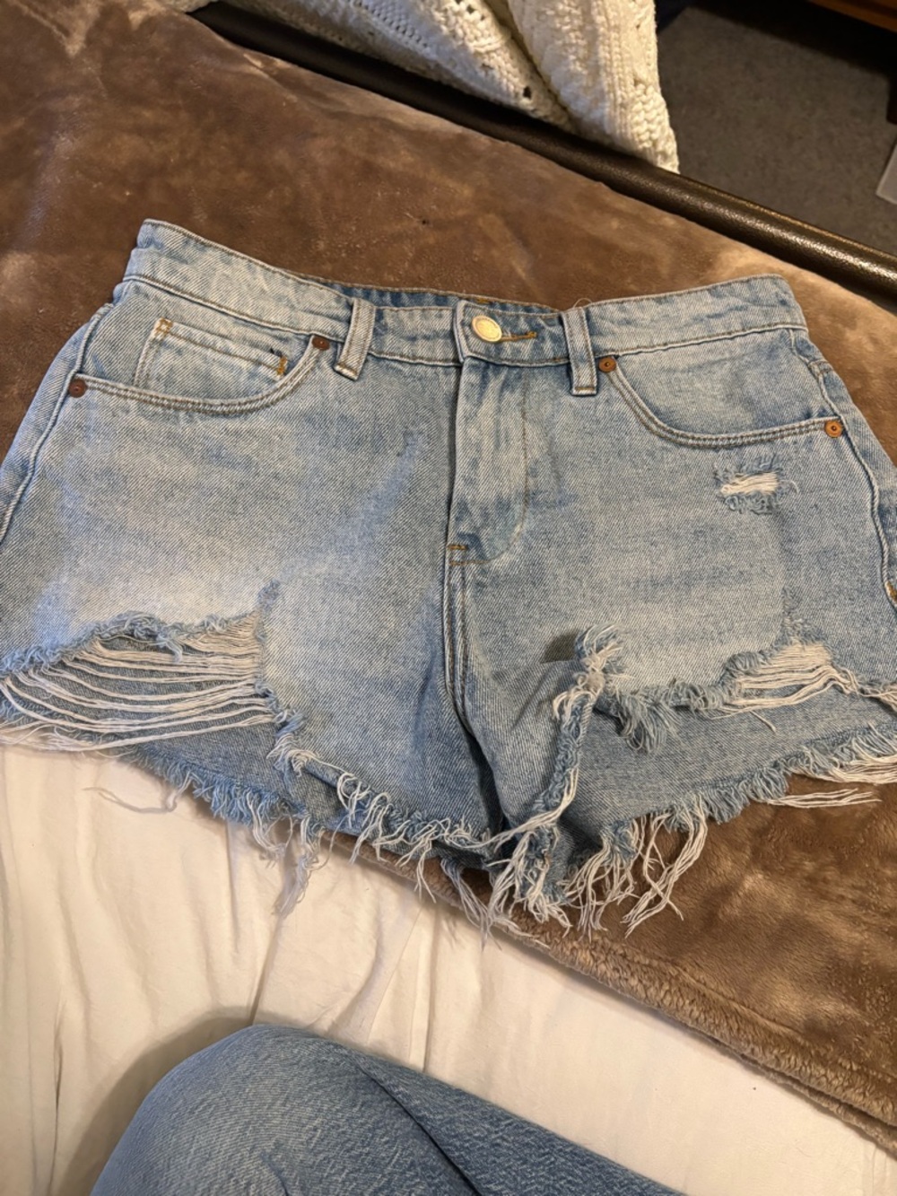 Blank NYC Light Blue Distressed Denim Cutoff Shorts